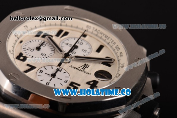Audemars Piguet Royal Oak Offshore Navy Chronograph Swiss Valjoux 7750 Automatic Steel Case with Black Rubber Strap White Dial and Black Markers (JF) - Click Image to Close